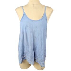 American Rag Juniors' Embroidered Mesh Swing Tank Top Light Blue Size XS Boho